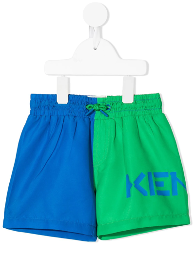 Kenzo Kids' Colour-block Swim Shorts In Blue