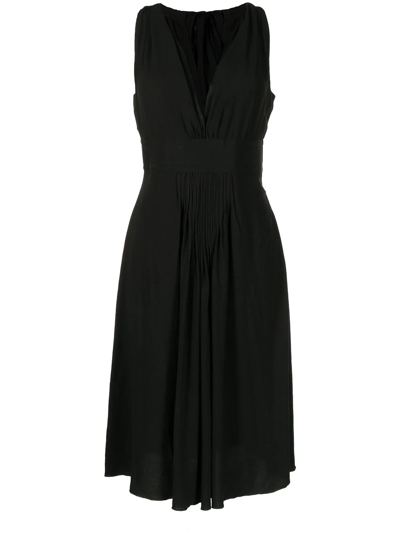 Pre-owned Prada Gathered Detailing Sleeveless Dress In Black