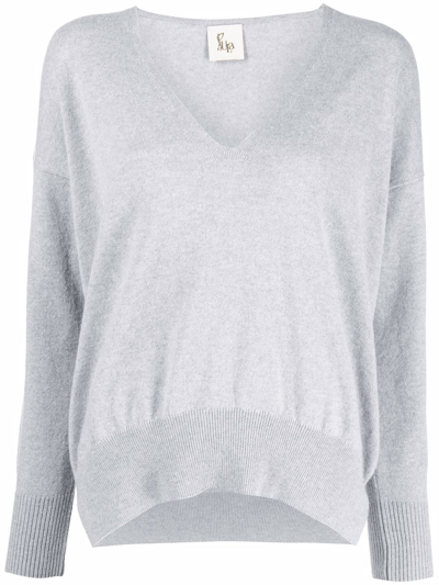 Paula V-neck Cashmere Jumper In Grey