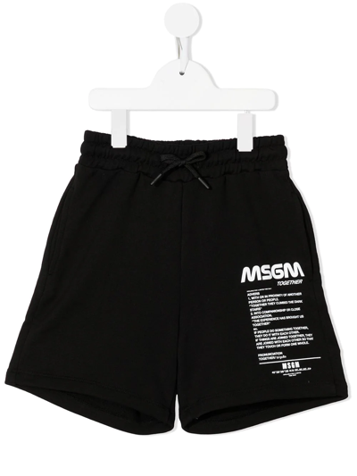 Msgm Kids' Logo-print Detail Shorts In Black