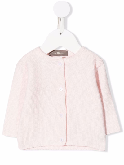 Little Bear Babies' Button-up Cotton Cardigan In Pink