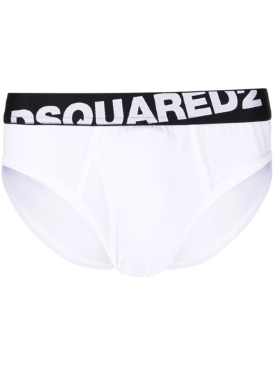 Dsquared2 Logo-print Waistband Briefs In White