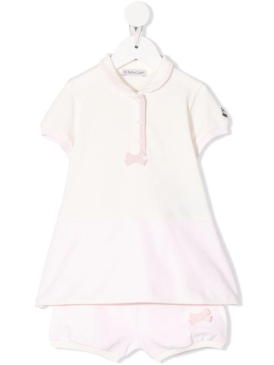 Moncler Babies' 蝴蝶结细节棉运动套装 In Pink