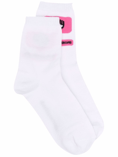 Chiara Ferragni Logo-print Ankle Socks In White