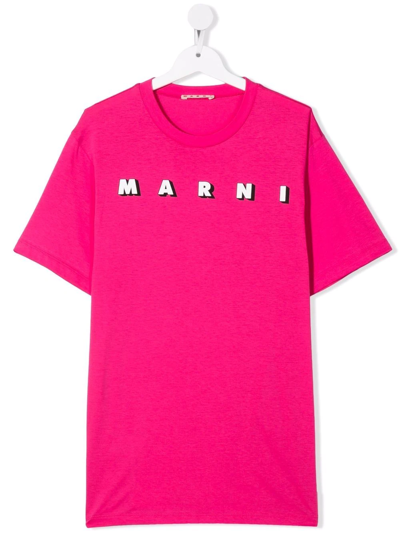 Marni Teen Logo-print Cotton T-shirt In Pink