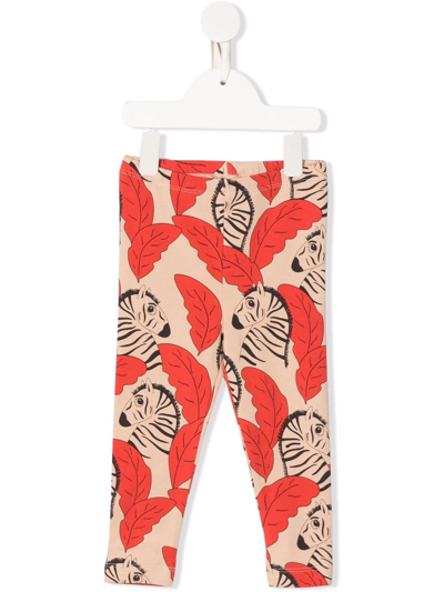 Mini Rodini Kids' Zebra-print Leggings In Red