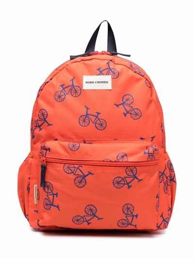 Bobo Choses Kids' Bicycle-print Backpack In Orange