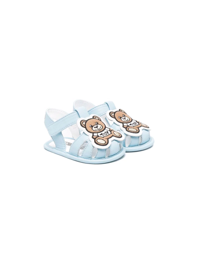 Moschino Babies' Toy Bear Patch Sandals In Blue