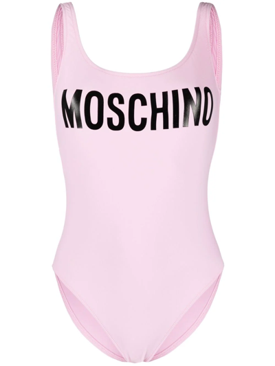 Moschino Logo-print Swimsuit In Pink