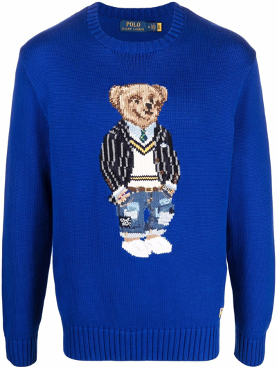 Polo Ralph Lauren Polo Bear Cotton Sweater In Blue