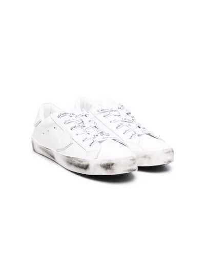 Philippe Model Kids' Prsx Logo-patch Low-top Sneakers In White