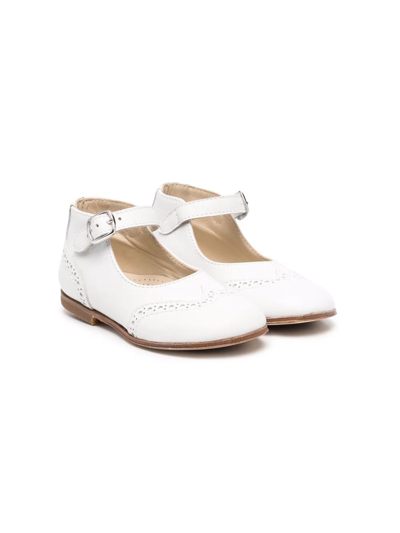 Gallucci Kids' Perforated Leather Ballerina Shoes In White