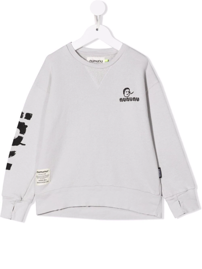 Nununu Kids' Embroidered-logo Sweatshirt In Grey