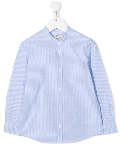 Woolrich Teen Striped Long-sleeve Shirt In Blue