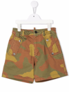 Dsquared2 Kids Cotton Shorts With Camouflage Pattern In Green