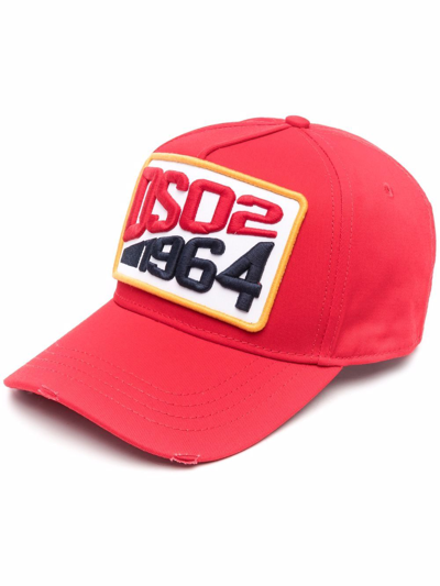 Dsquared2 Patch Detail Cotton Cap In Red