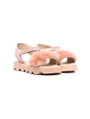 BABYWALKER FAUX FUR-TRIM SANDALS