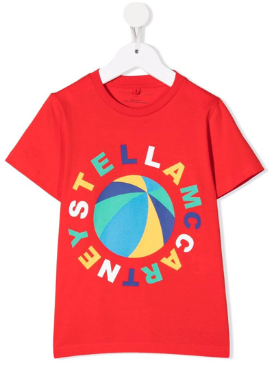 Stella Mccartney Kids' Logo-print Cotton T-shirt In Red
