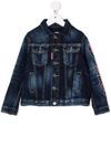 Dsquared2 Kids Denim Jacket With Graffiti Style Logo In Blue