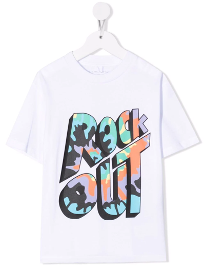 Stella Mccartney Kids' Rock Out Slogan-print T-shirt In White