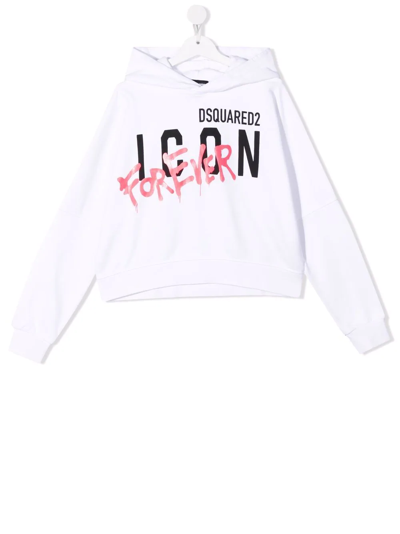 Dsquared2 Teen 'icon Forever' Hoodie In White
