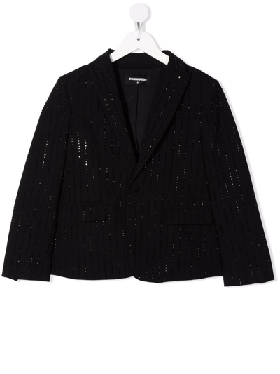 Dsquared2 Kids' Studded Single-breasted Blazer In Black