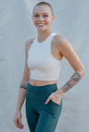 Girlfriend Collective Womens Ivory Dylan Stretch-recycled Polyester Sports Bra L In White
