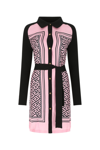 Versace Knit-paneled Logo-print Silk And Cotton-blend Twill Mini Shirt Dress