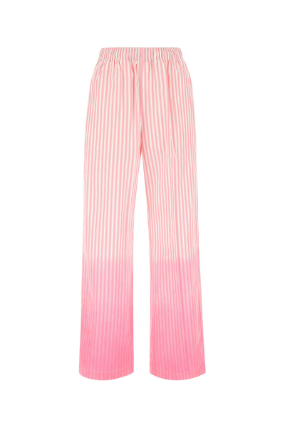 Marni Striped Ombré Cotton-poplin Straight-leg Pants In Pink