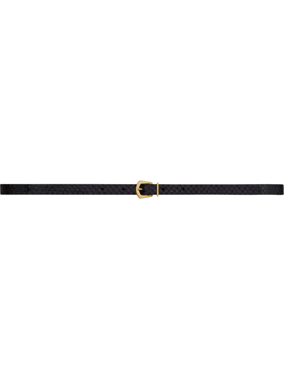 Saint Laurent Python-effect-buckle-belt In Black