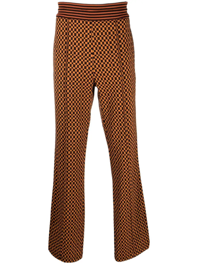 Marni Check-print Elasticated Trousers In Brown