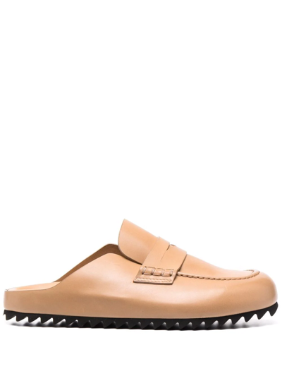 Officine Creative Round-toe Leather Mules In Nude