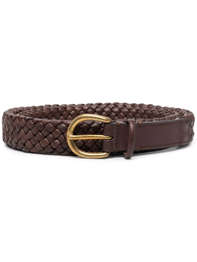 Officine Creative Woven Leather Belt In T.moro