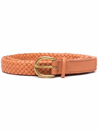 Officine Creative Woven Leather Belt In Orange