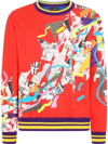 Dolce & Gabbana Sweatshirt With Newspaper Patchwork Print In Red