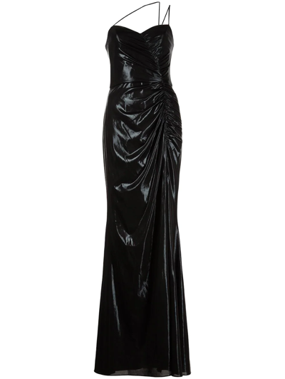 Marchesa Notte Ruched One-shoulder Dress In Black