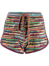 Chloé Frayed Striped Cashmere And Wool-blend Shorts In Blau