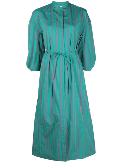 Jil Sander Stripe-print Shirt Dress In Grün