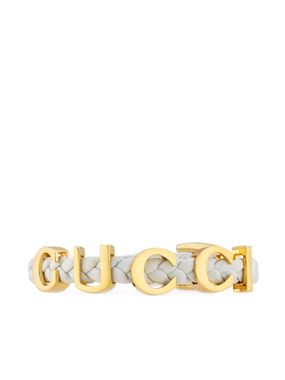 Gucci Logo-plaque Bracelet In Weiss