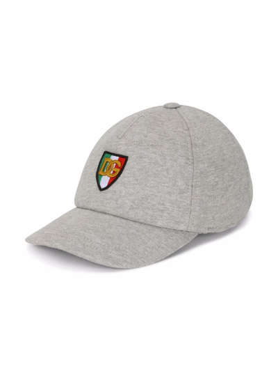 Dolce & Gabbana Kids' Fleece Baseball Cap With Italy Dg Logo In Grey