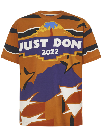 Just Don Logo Printed Cotton T-shirt In Orange