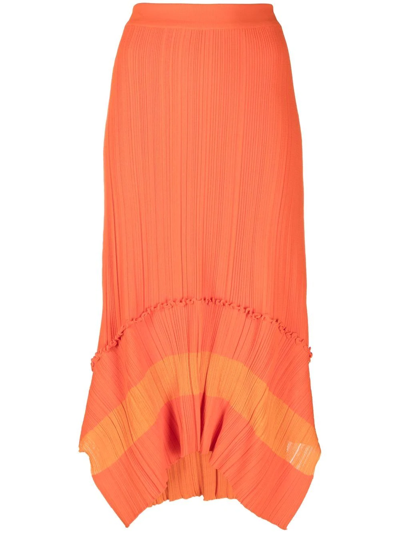Stella Mccartney Two-tone Fine-ribbed Skirt In Orange