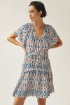 Anthropologie By  Robin Tiered Mini Dress In Blue