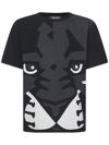 Just Don Tiger-print Cotton T-shirt In Black