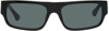 Dries Van Noten Black Linda Farrow Edition Rectangular Sunglasses In Black
