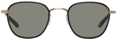 Garrett Leight Black & Gold Grant Sunglasses In Black-gold-black/sem
