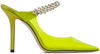 Jimmy Choo Bing 100 Neon Pvc And Crystal-embellished Satin Mules In Green