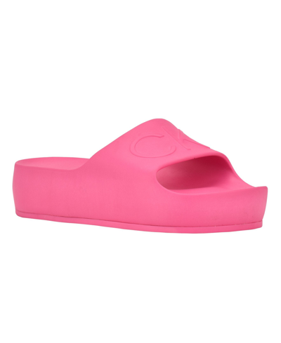 Calvin Klein Women's Holly Logo Platform Slide Sandals Women's Shoes In Pink