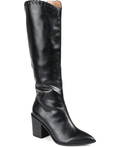 Journee Collection Women's Daria Wide Calf Cowboy Knee High Boots In Black