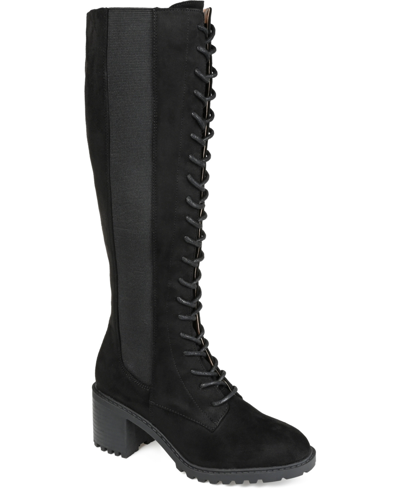 Journee Collection Women's Jenicca Extra Wide Calf Lace Up Boots In Black